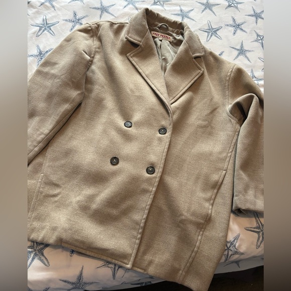 Free People Oversized Coat Jacket Light Green/Gray Button Closure Comfy Medium - Picture 3 of 9